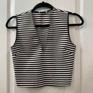 Cropped black and cream tank top from Zara